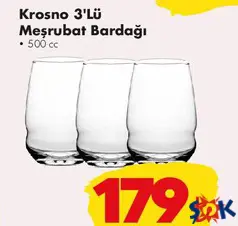 KROSNO 3'LÜ MEŞRUBAT BARDAĞI 500 CC